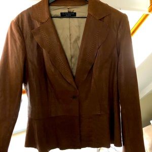 Elite Tahari Vintage Brown Leather Blazer